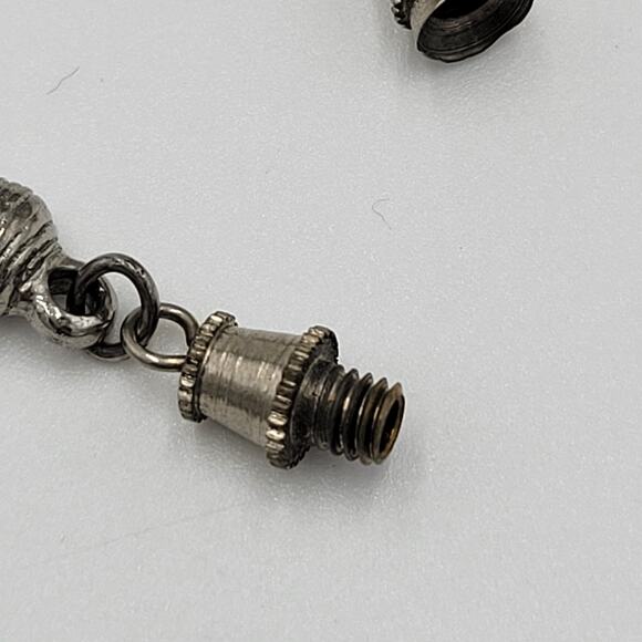 Sterling Silver Textured Ribbed Barrel Bead Clasp Necklace Fashion Jewelry - Picture 10 of 12